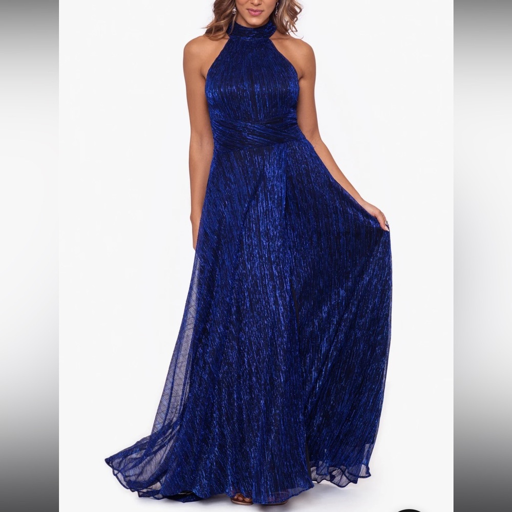 BETSY & ADAM “STELLA" HALTER WRAP SKIRT DRESS - NAVY SIZE 4 - BRAND NEW W/ TAGS